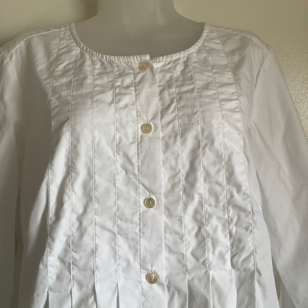 J. Jill Womens White 100% Cotton Pintuck Pleated Button Down Tunic Top 1X - Picture 6 of 12